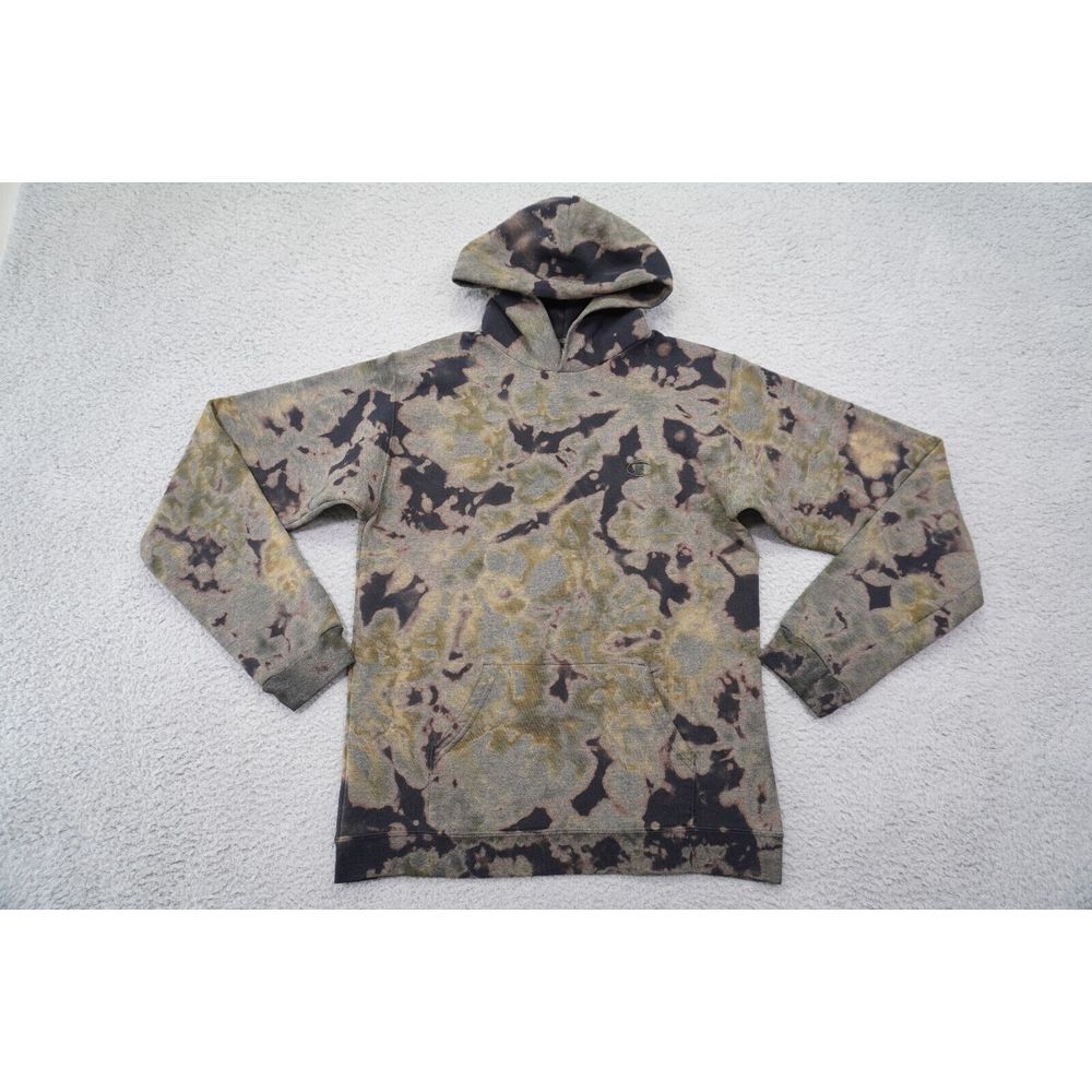 Champion Hoodie Youth XL Tie Dye Black Brown Long Sleeve Pullover Logo         *
